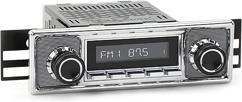 Retro Manufacturing HC-308-509-39-78 Hermosa - Radio de ajuste directo para vehículo clásico (cara cromada y botones cromados y placa frontal a