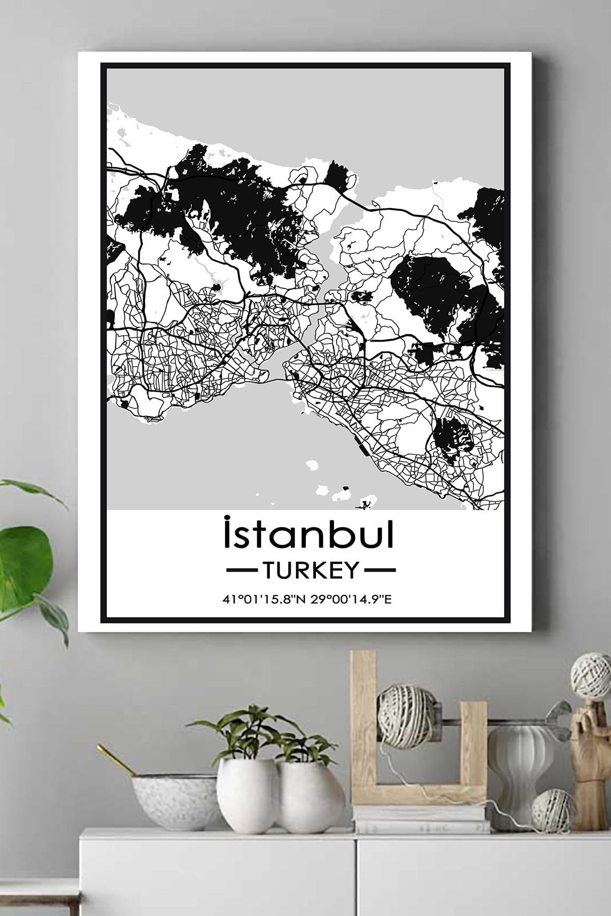 Postermanya (pster14394) Istanbul Harita Dekoratif Tasarım Kanvas Tablo 21 x 30