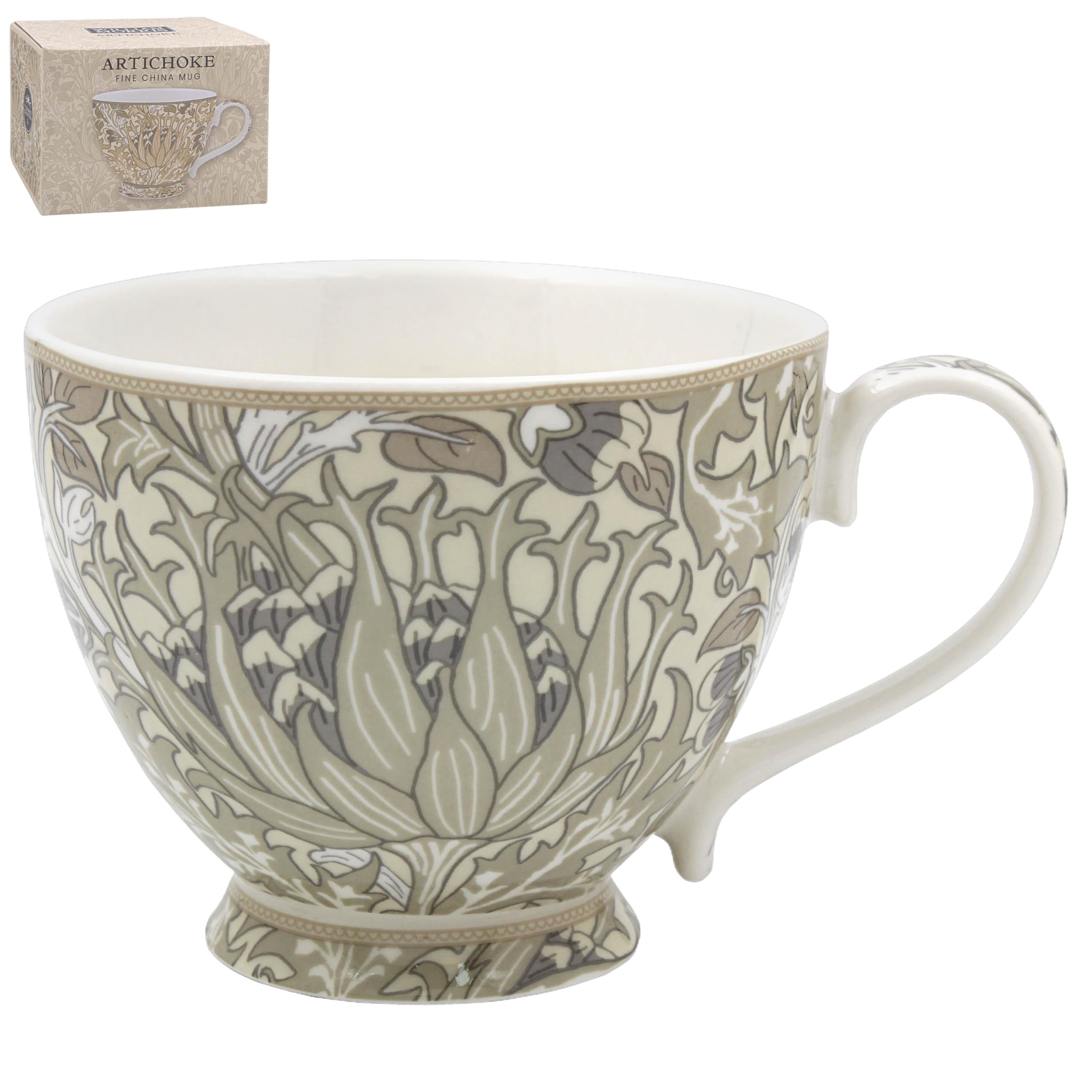 The Leonardo Collection William Morris Artichoke Footed Mug for Hot & Cold Drinks | Durable Coffee Cups for Home & Office | Comfortable & Easy-to-Hold Coffee Mugs for Beverages & Daily Use
