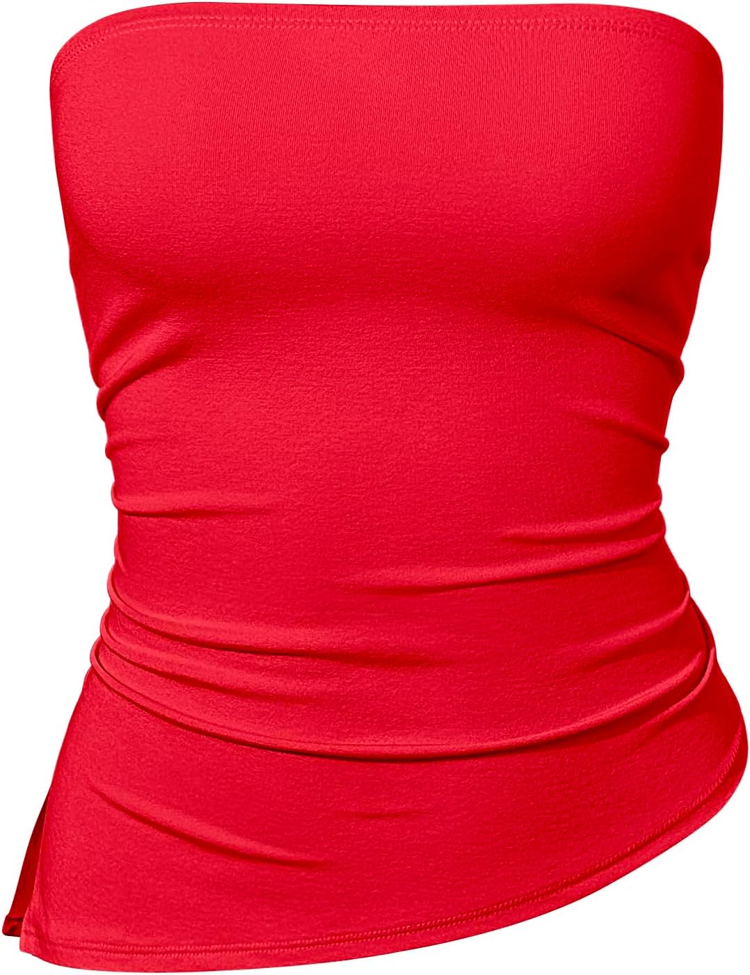 OQQ Womens Tube Tops Strapless Crop Tops Ruched Irregular Sleeveless Going Out 2025 Summer Shirts