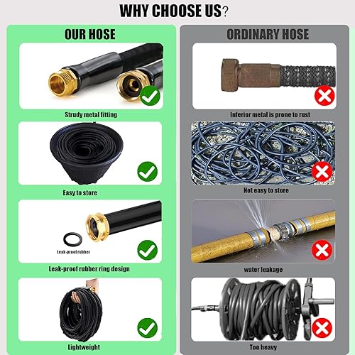 Miniatura 6 de Manguera de jardín no expansible de 100 pies mejorada 2025, manguera de agua flexible con boquilla de manguera de 10 funciones, ligera, sin