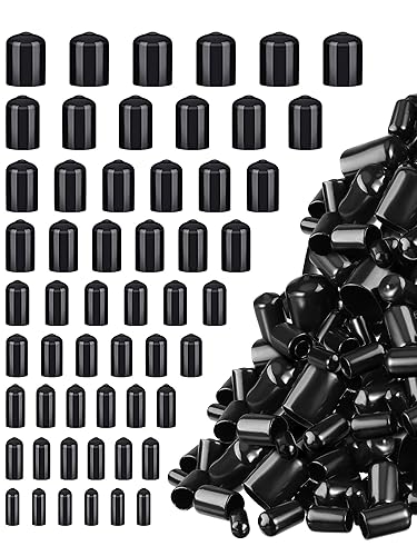Miniatura 8 de 156 tapas de goma flexibles para tornillos, tapas de rosca, tapas de vinilo, tapas de tornillo de goma, 9 tamaños de 225 a 45 pulgadas (negro, rojo)
