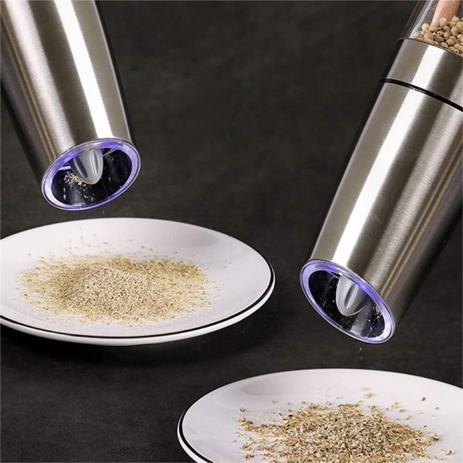 Młynek Do Przypraw Pieprzu Elektryczny Młynek Do Pieprzu Soli Pepper Led Light Spice Młynki Ziarna Mielenie Porcelany Do Różnych Przypraw(1pcs)