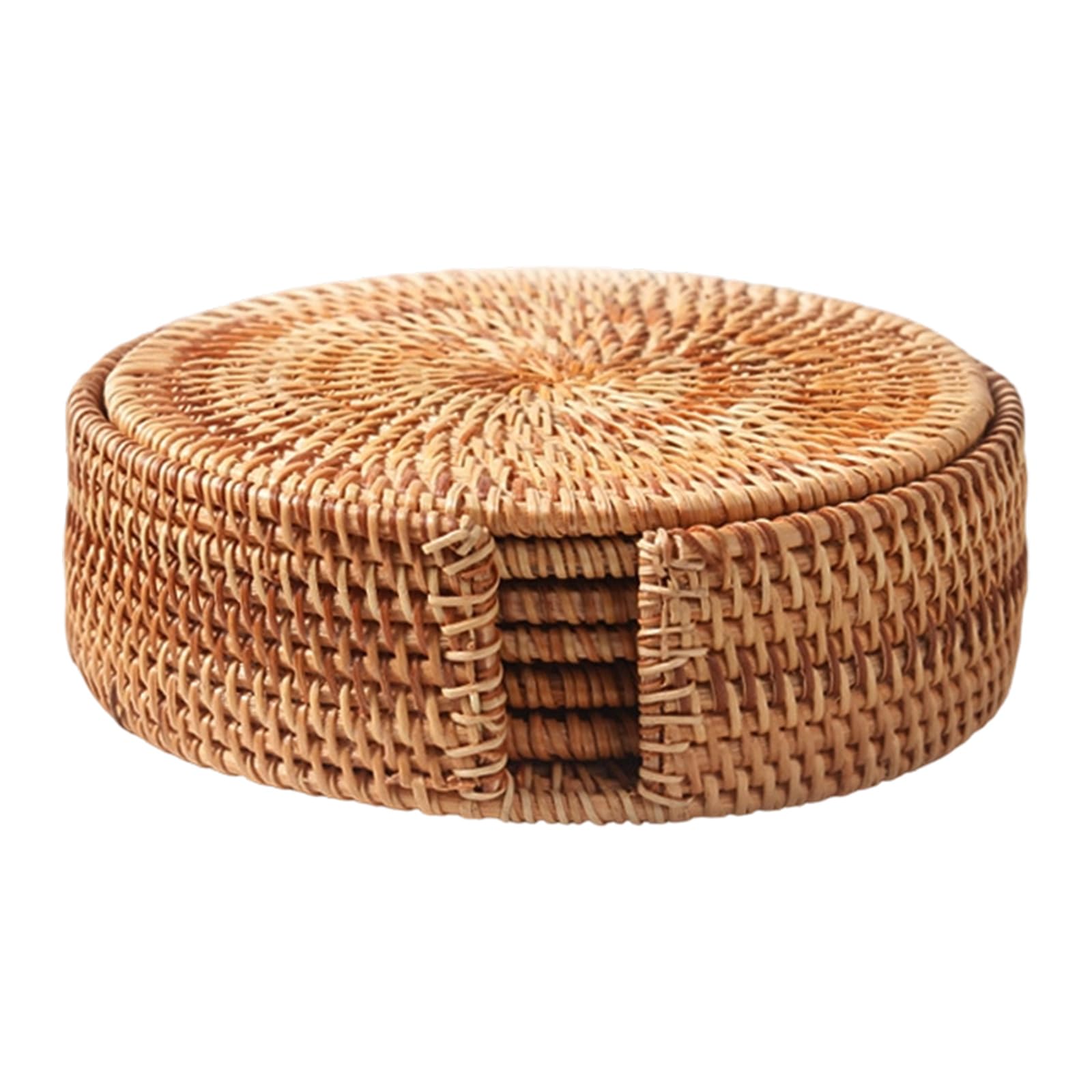 Gkyqve 18Cm Suit Coasters For Hot Dishes And Drink Natural Rattan Nonslip Placemat Kitchen Table Protector Nonslip Insulation Coasters
