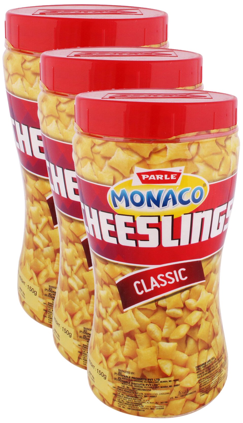 Parle More Combo - Monaco Cheeselings, Classic, 150 Gm (Pack of 3) Promo Pack