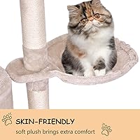 Vista 8 de Tangkula Árbol para gatos de 56 pulgadas, torre para gatos de varios niveles con poste rascador de sisal y escalera, área de juegos grande