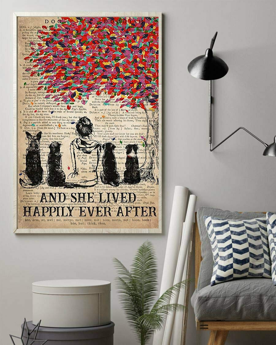 Tnnd Girls And She Lived Happily Ever After Poster Print Wall Decor Poster And Dogs Home Decor Art Wall Decor Metal Sign Poster 8X12 Inches