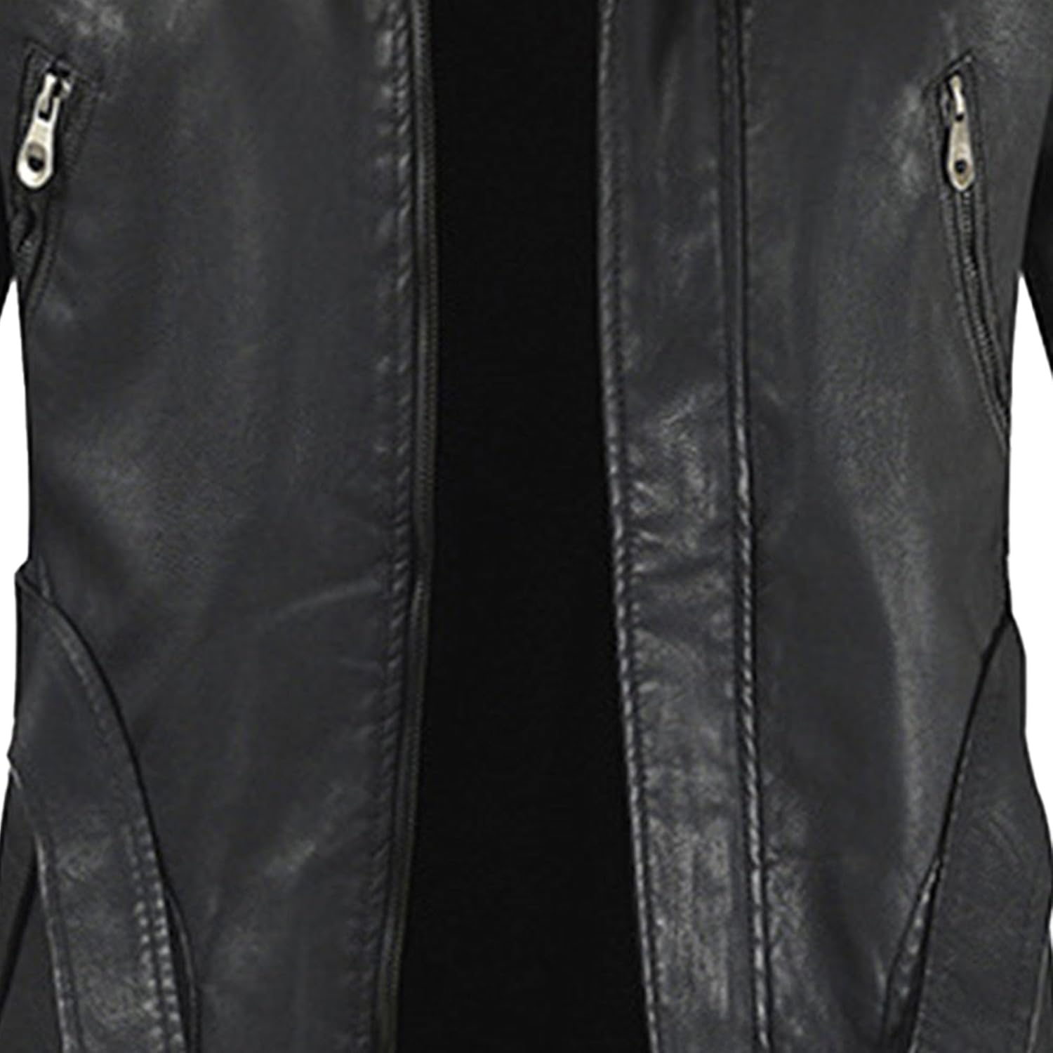 Maiyifu-GJ Men's Faux Leather Jacket Fleece Lined Hooded Leather Jacket Winter Warm Long Trench Coats Motorcycle Windbreaker