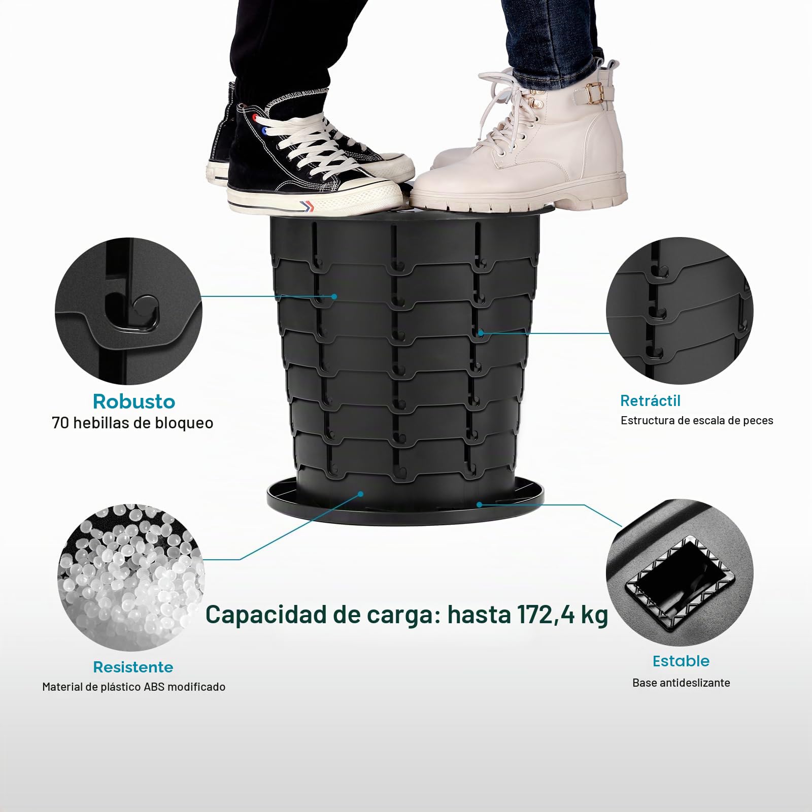 TRIPTIPS Retrete plegable portátil retráctil para viajes, camping, orinal para adultos y niños, inodoro portátil para campamento/coche, altura ajustable, tamaño XL