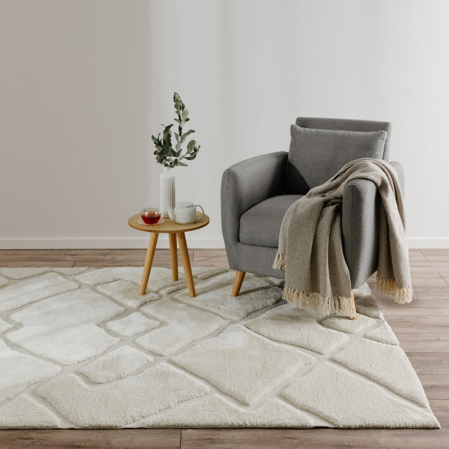 Tapis de salon boho crème pour une ambiance douce et chaleureuse