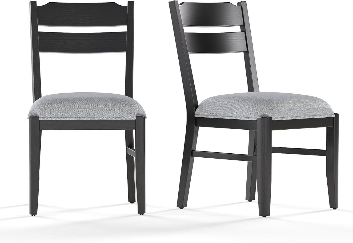 SIMILAR COLAMY Wooden Dining Chair with Fabric Upholstered Seat Set of 2, Modern Farmhouse Ladder Back Dining Room Chair, Solid Wood Transitional Kitchen Chair, Black Black Set of 2