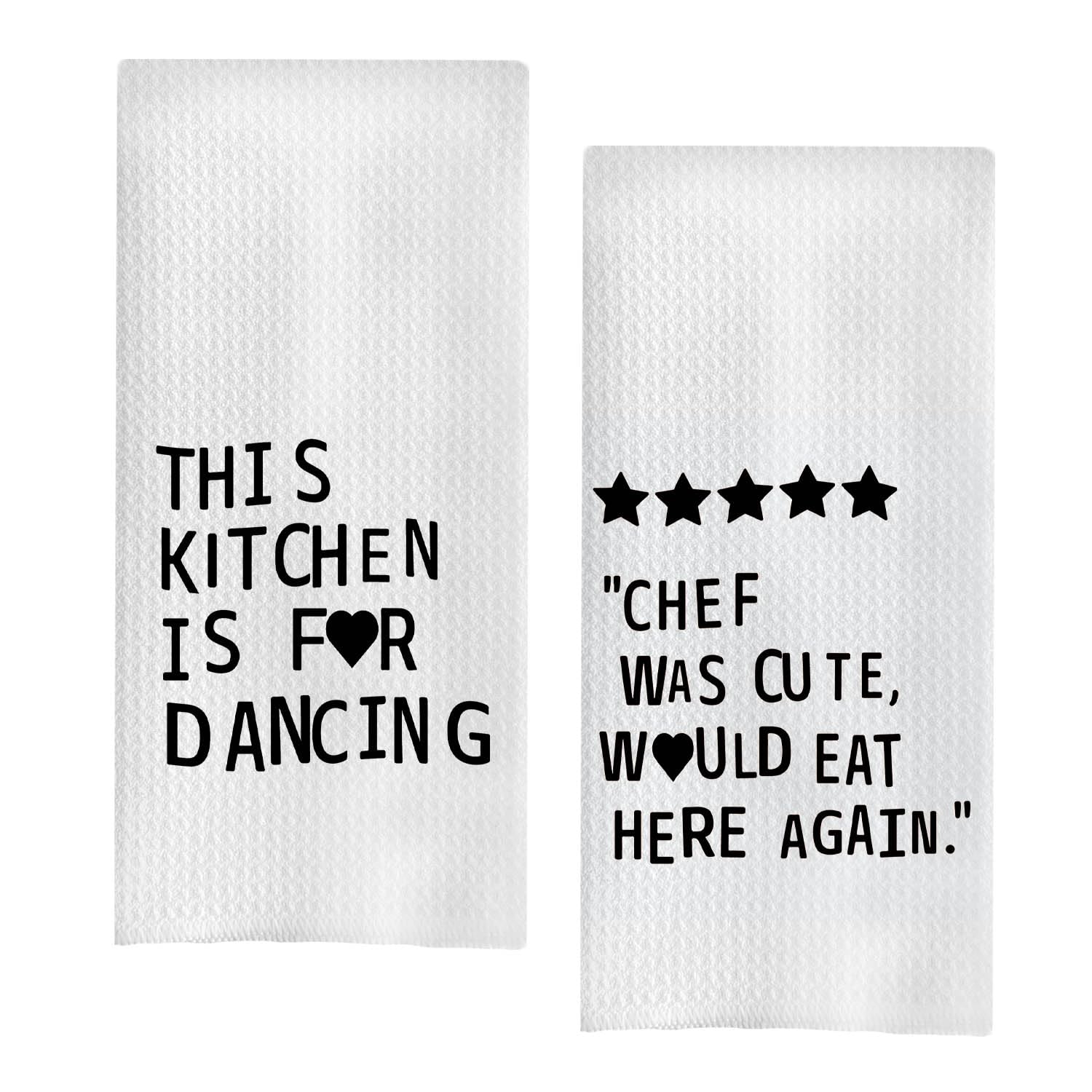 uinwk Funny Kitchen Towels,This Kitchen is for Dancing Hand Towels,Chef was Cute Would Eat Here Againhand Towels 16x24 Inches Set of 2 Aesthetic
