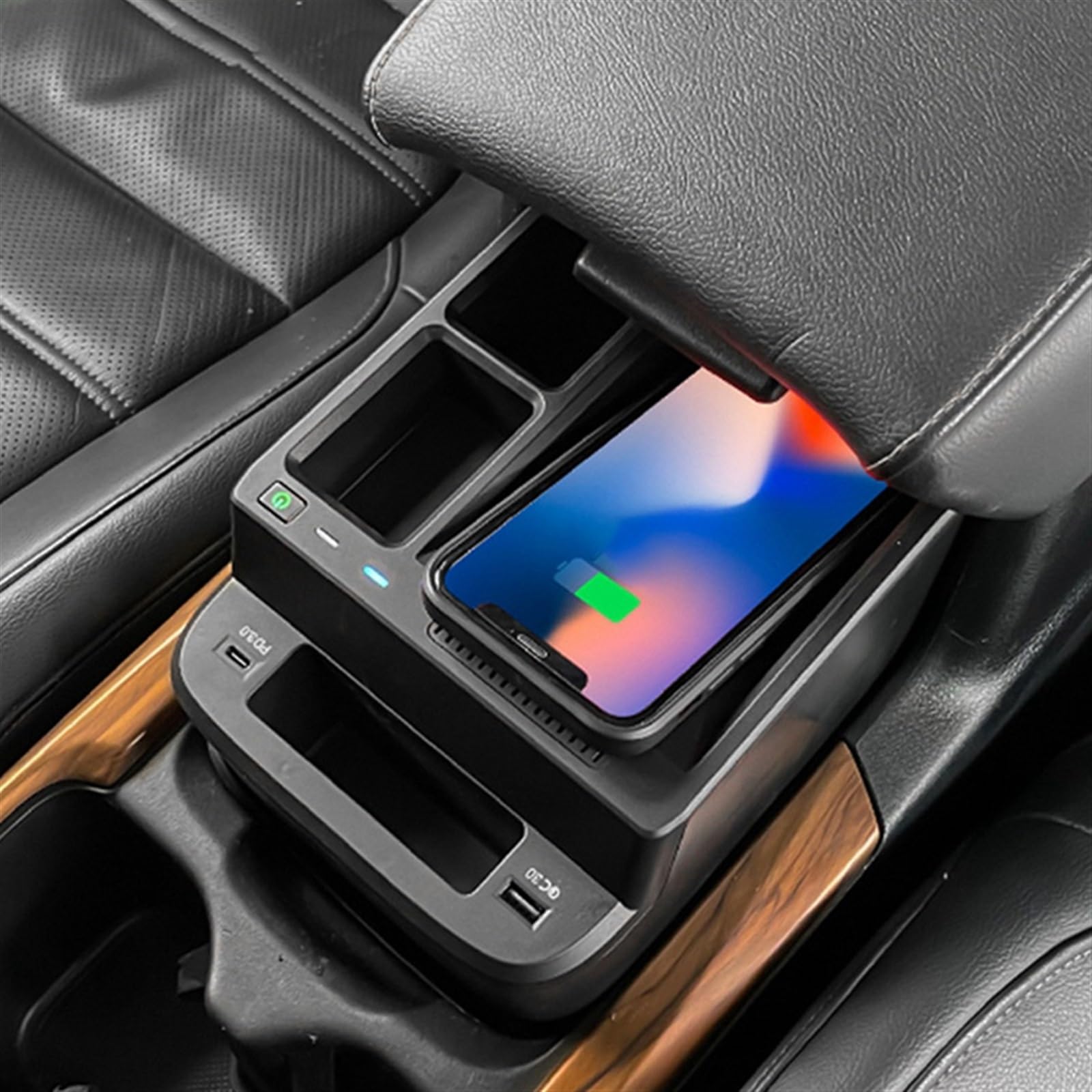 Adapter ładowarki samochodowej USB 15W bezprzewodowa ładowarka samochodowa, do CRV CR-V 2017-2021 QI ładowarka do telefonu szybka ładowarka etui uchwyt na telefon