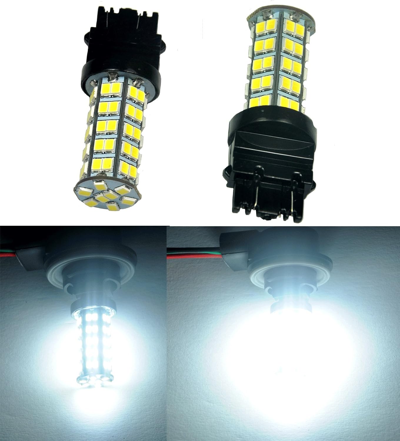 Cutequeen Trading 2 X 3157 White 1360 Lumens Super Bright 68 SMD 2835 Chipsets Standard 3157 Base NON Srck Base LED Bulbs Turn Signal Corner Lamp Side Marker Reverse