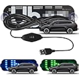LED Light for Car, Blue&Green Car Signs Lights for Windshield, Bumper Sticker Sign with Suction Cups & Universal USB-Plug for All Cars
