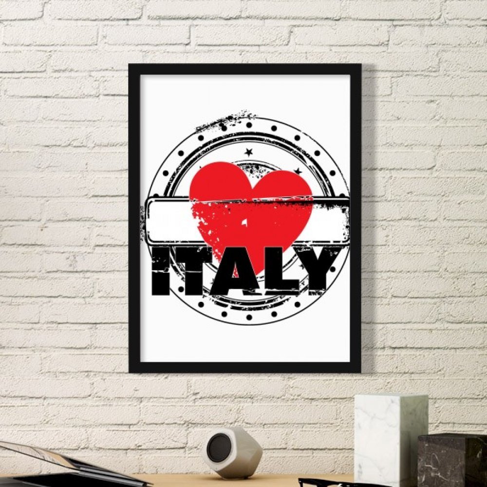 Cadre J'aime l'Italie avec illustration coeur d'amour noir
