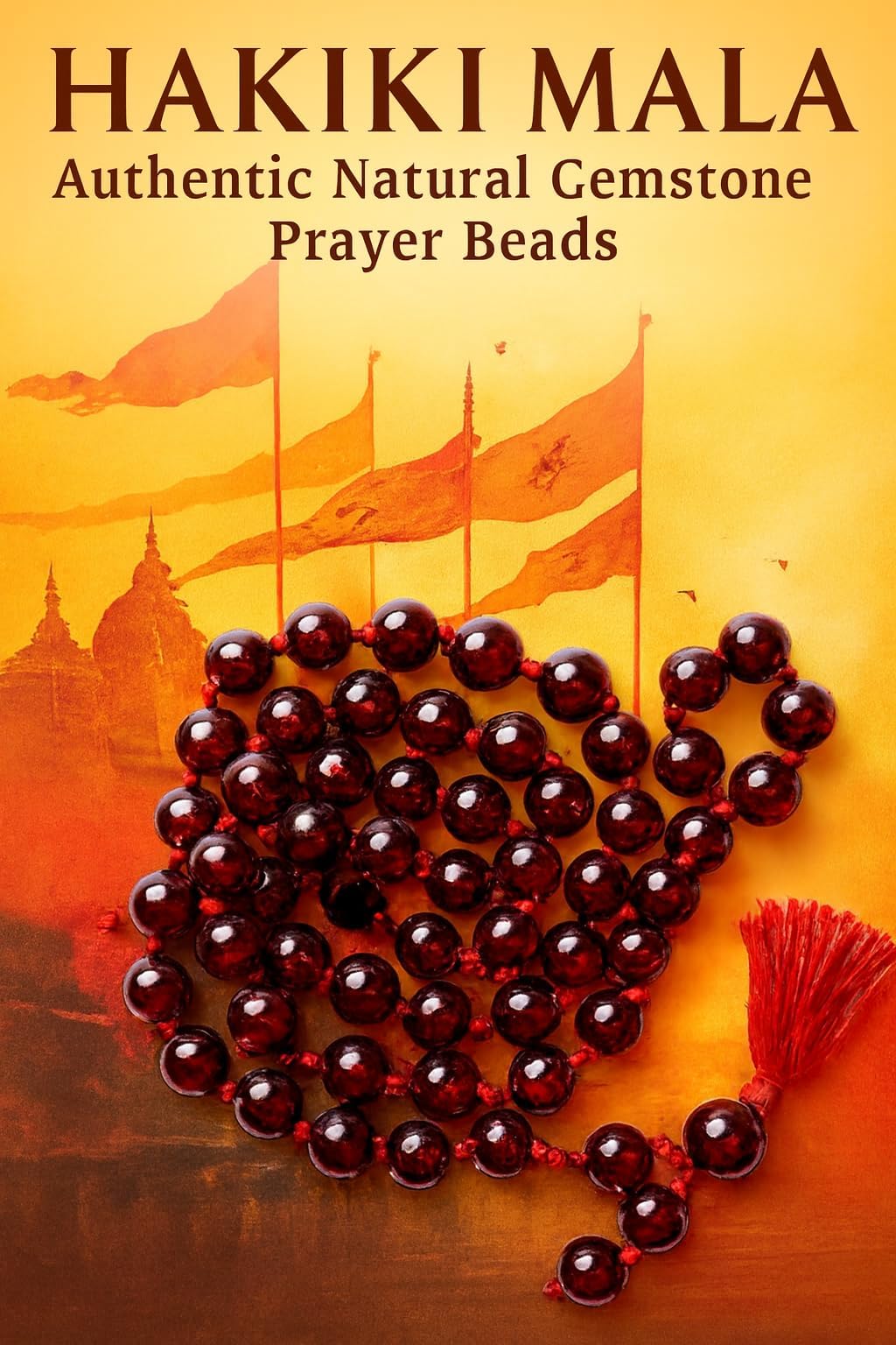 Red Hakik Mala, 8mm Lab-Certified Prayer Beads, Red Agate Rosary for Vitality, Confidence, and Protection