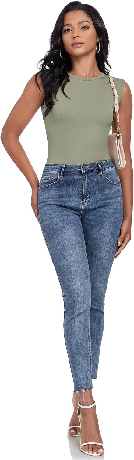 Womens Ribbed Tank Tops Cap Sleeve Slim Fitted Knit Basic Tee Shirts Trendy Casual 2025 Summer Clothes - Image 5