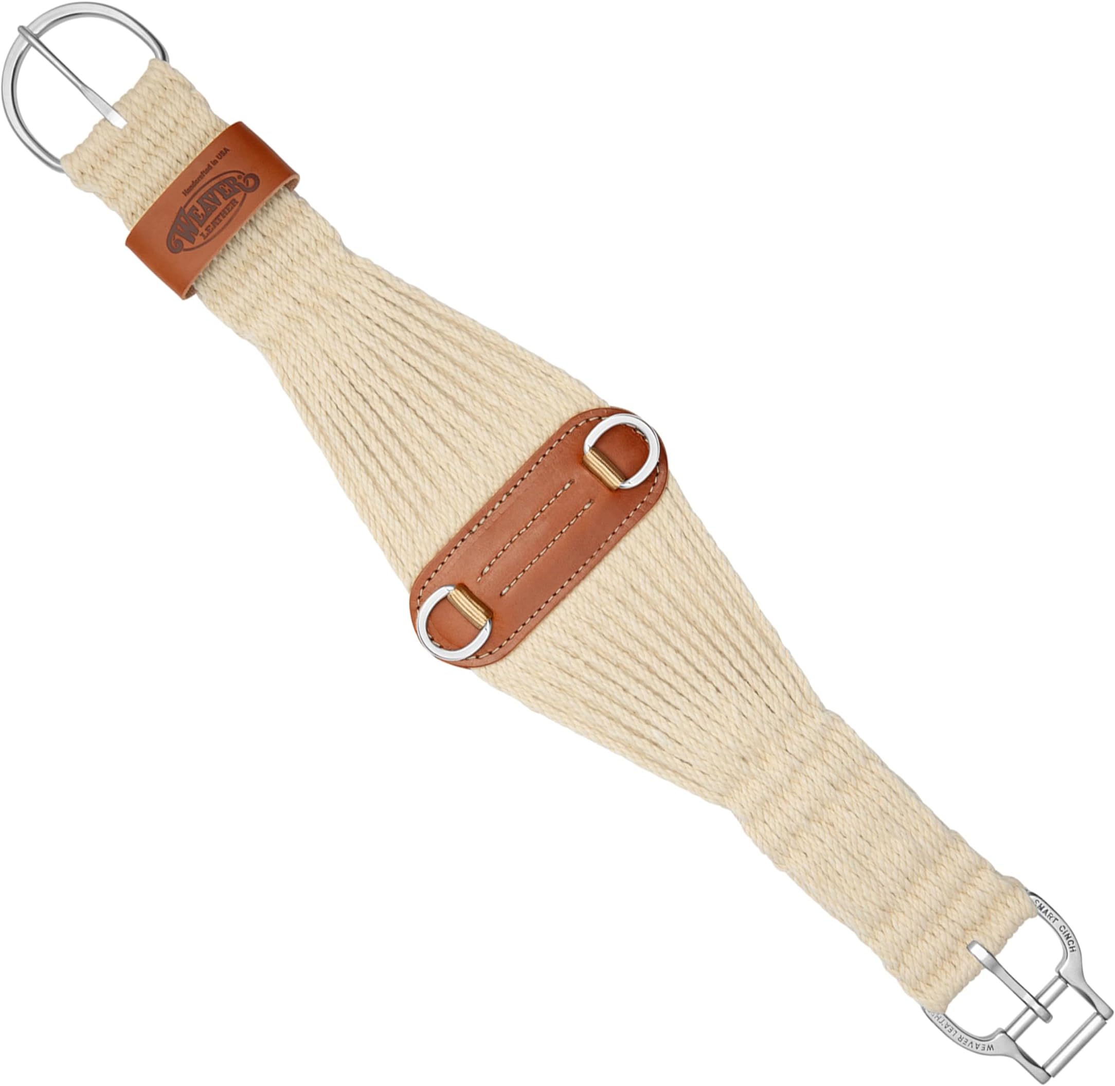 Weaver Equine Roper Horse Cinch, Mohair Blend 27 Strand Saddle Cinch Girth with Smart Cinch Buckle, Western Horse Riding Supplies, Natural