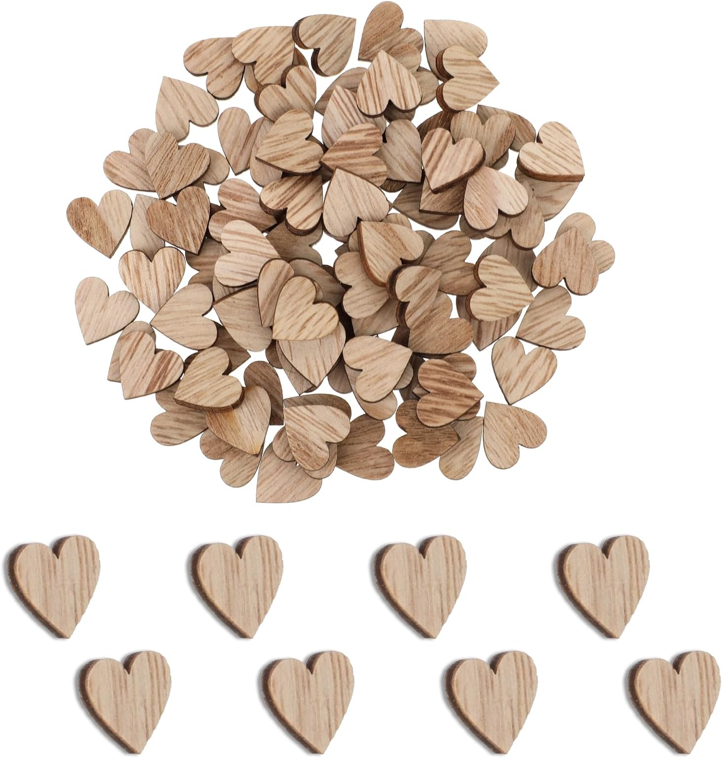 Giantree100Pcs 0.5" Wooden Hearts for Crafts, Small Unfinished Wood Heart Cutout Slices Heart-Shaped Wooden Craft DIY Craft Heart Sign Tag for Valentine‘s Day Birthday Party Wedding Decoration