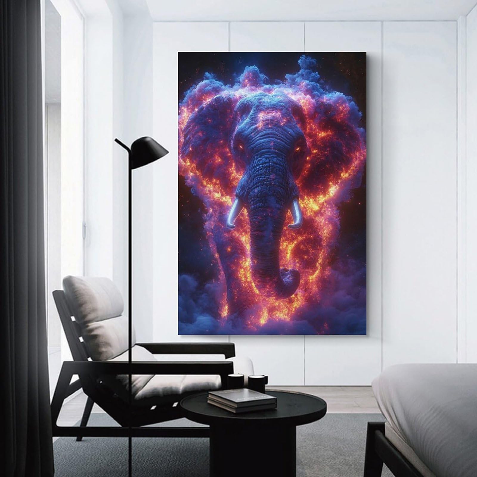 Junmoney Fiery Elephant Nebula Decorative Canvas Print, 24x36inch(60x90cm), for Hallway, Bedroom Or Modern Interiors, Gift Idea for Housewarming And Birthdays