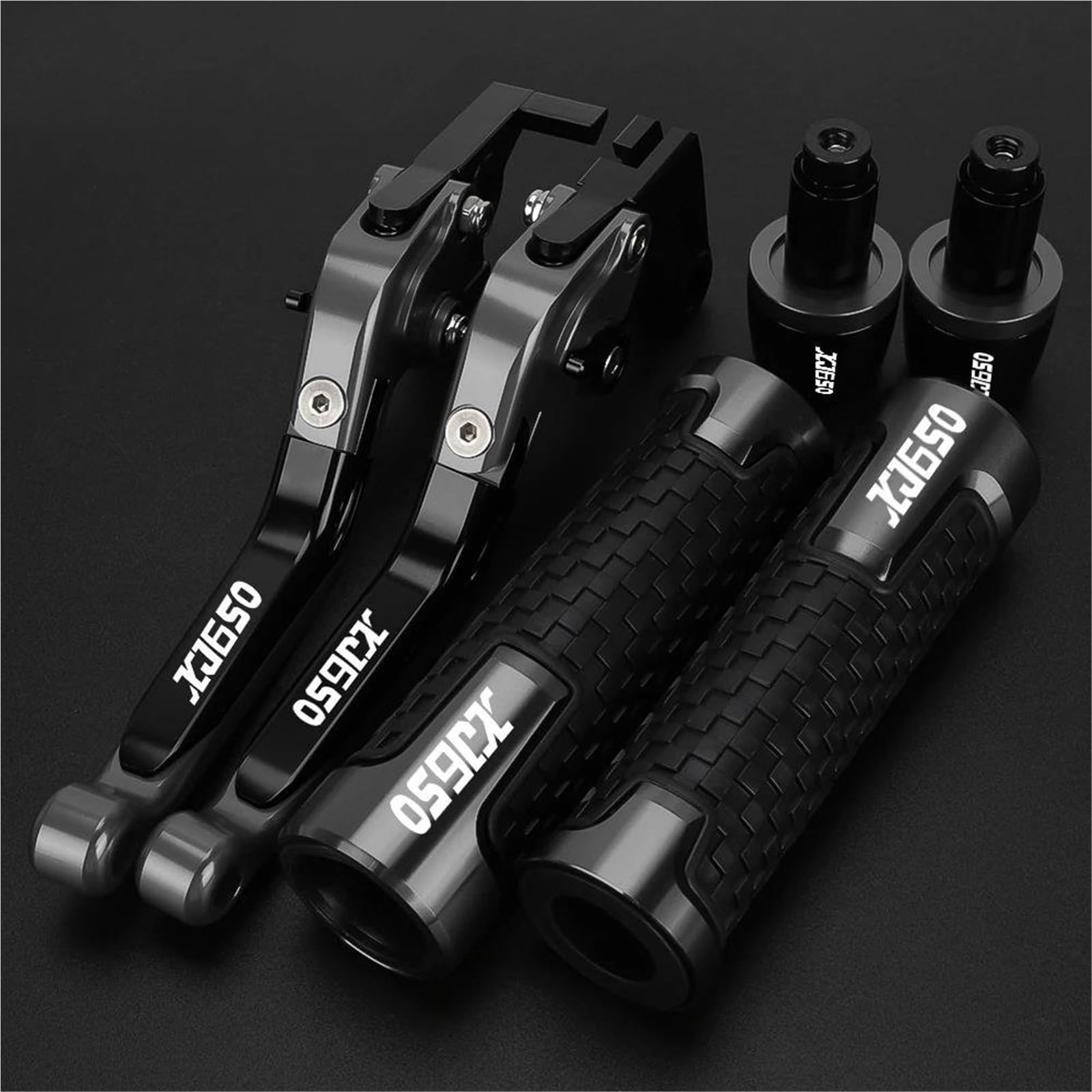 TGVSELPJ Motorcycle Part Motorcycle Extendable Brake Clutch Levers Handlebar Handle Grips Ends Caps for Y-AMAHA for Turbo XJ650 XJ 650 1980-1985(Black2)
