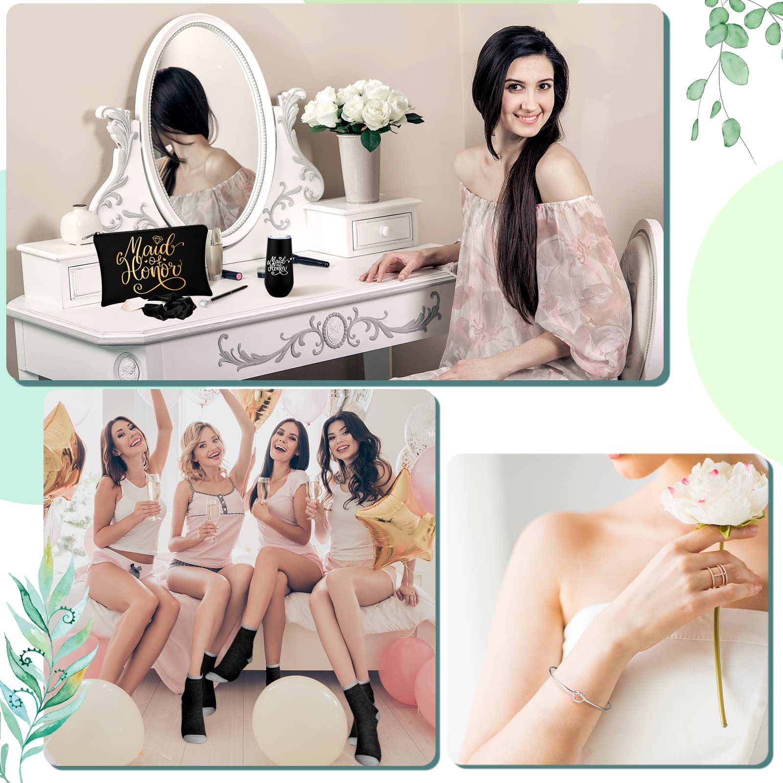 Yexiya 13 Pcs Bridesmaid Proposal Box Gifts Set Will You Be My Maid of Honor Gifts 6 oz Stainless Steel Wine Tumbler Socks Scrunchie for Pen Engagement Wedding Bachelorette Party Supply(Trendy)