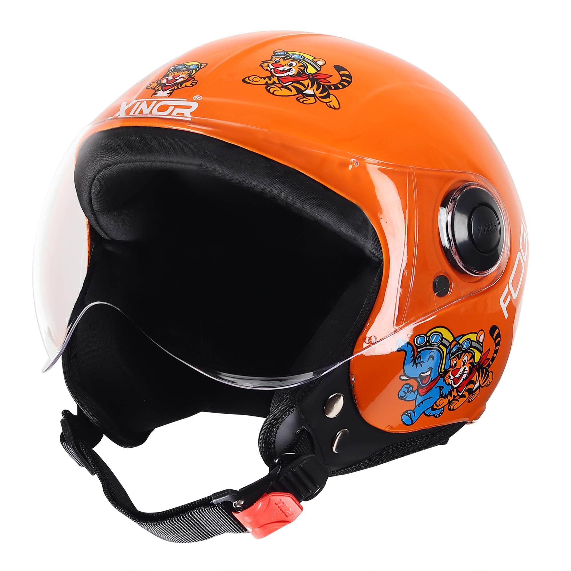 Kids Motorcycle Helmet by Xinor Fogi ISI Certified Ages 6-14 Years with Design - XS (Orange) 3