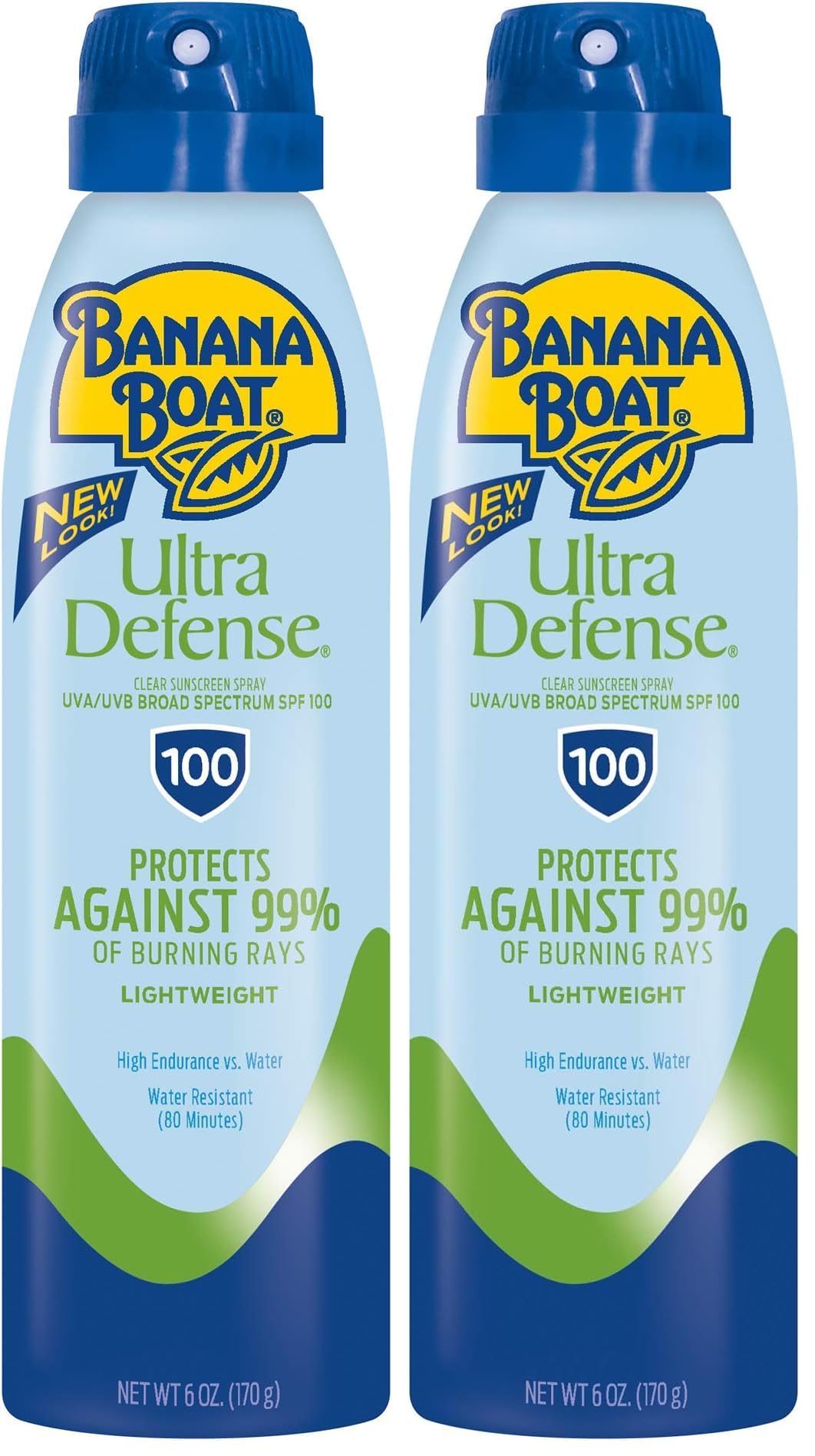 Banana Boat Ultra Defense Clear Sunscreen Spray SPF 100, 6 Fl Oz (Pack of 2) | Lightweight, Water Resistant Sunscreen - main product image