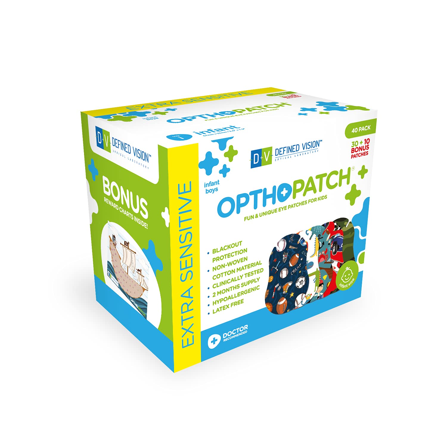 Buy Opthopatch Extra Sensitive Adhesive Eye Patch for Boys Infant 40