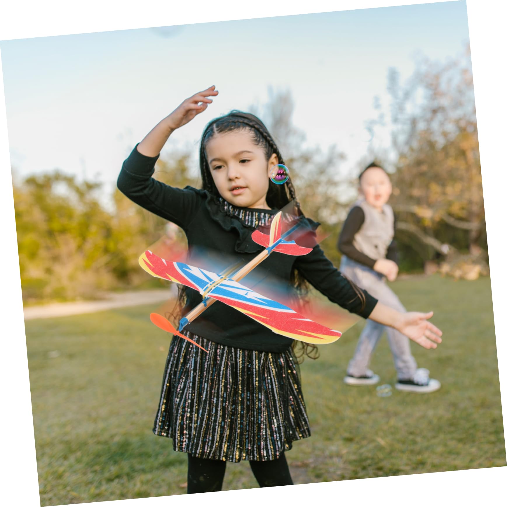 HANABASS Modèle A Filles en Garçon et Parent-garçon Interaction Pack de Pièces 10, Plusieurs Styles Jouet Avion Elastique Bois Plastique Biplan Éducatif