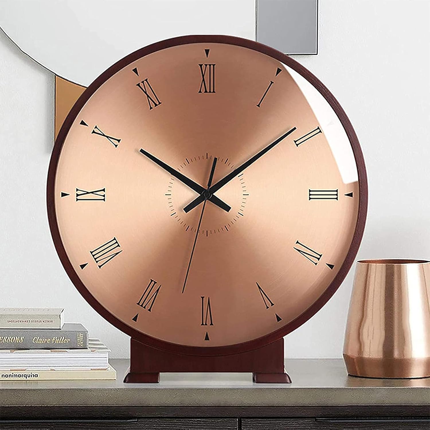 Mantel Clock, 10 Inch Silent Mantle Clock with Batteries, Vintage Solid Wood Mantel Clocks for Living Room Decoration Mantel Clocks,A (A)