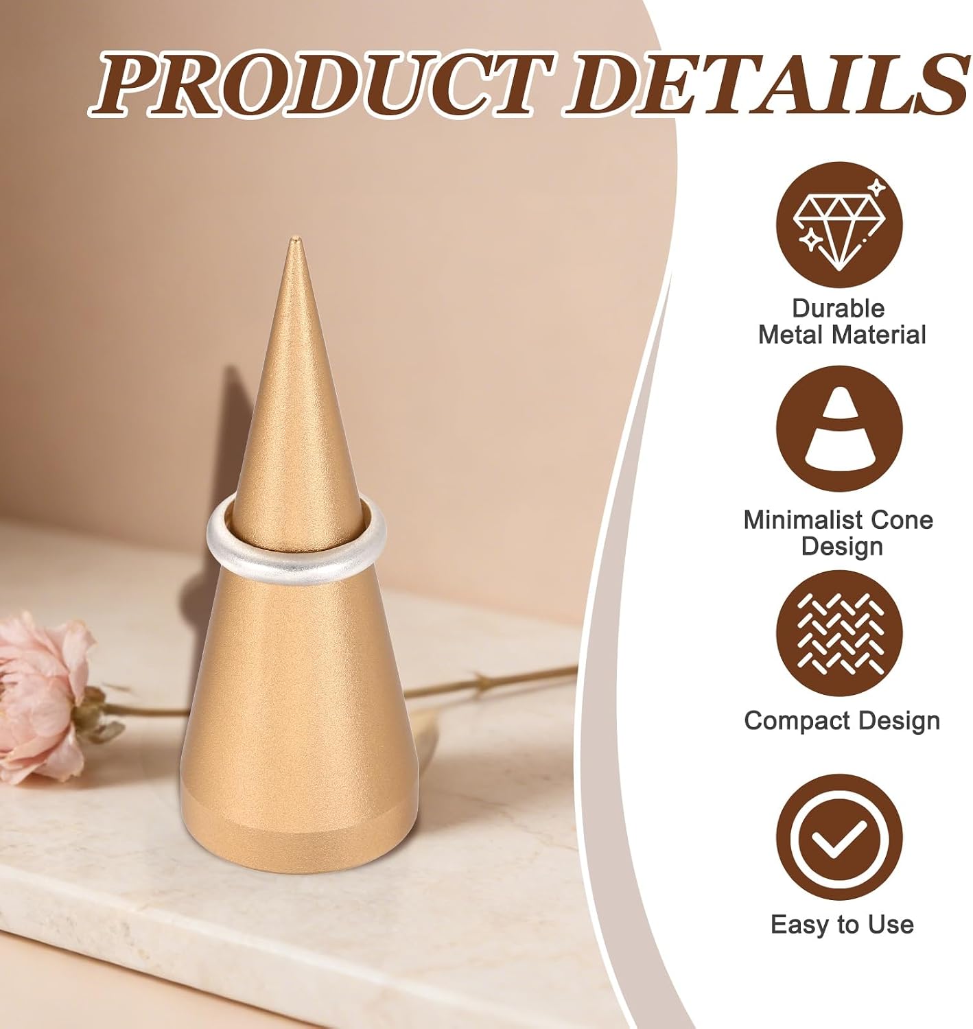 MECCANIXITY Metal Ring Holder Tower 1.18 x 3.15/1.18 x 1.97inch, Gold 2Pcs image 3