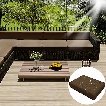 Outdoor Patio Cushion Cover Replacement Waterproof Solid Color Outdoor Cushion Slipcovers Sofa Seat Cover with Zipper for Furniture Set, Covers Only 21.6x17.7x4,Brown