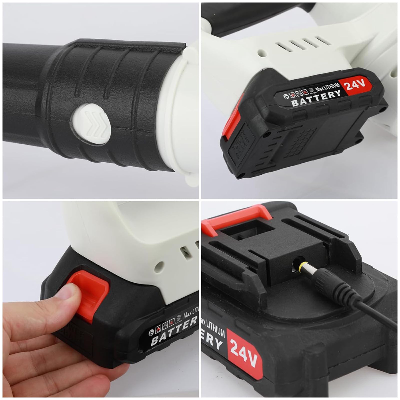 Soplador de hojas inalámbricas, velocidad del viento, 150 Mph, 5 velocidades, volumen de aire 180 CFM, ligero y ergonómico, para hojas caídas, nieve, polvo (2 baterías, 1 cargador)