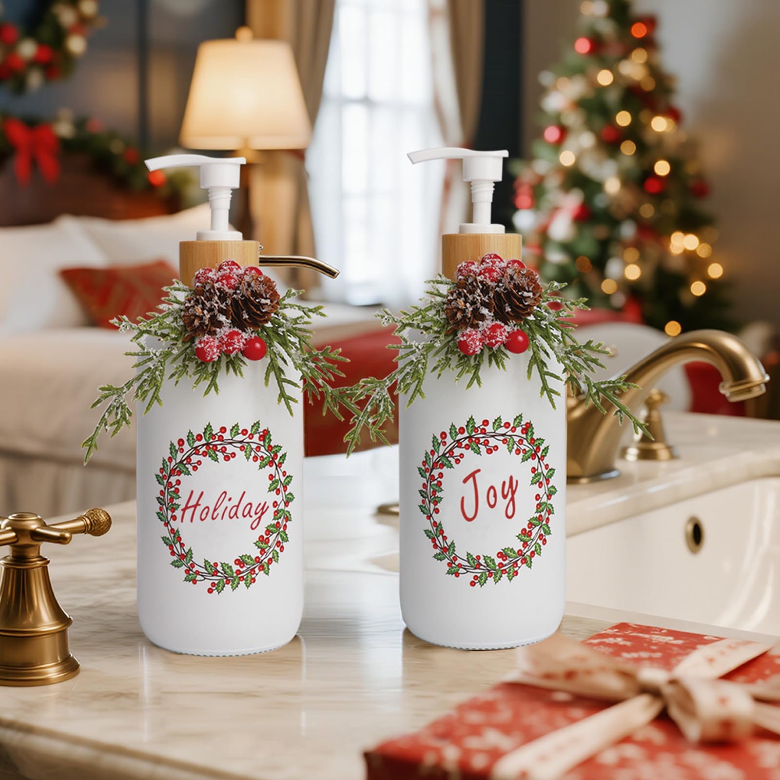 Dispensador de jabón de Navidad (paquete de 2)
