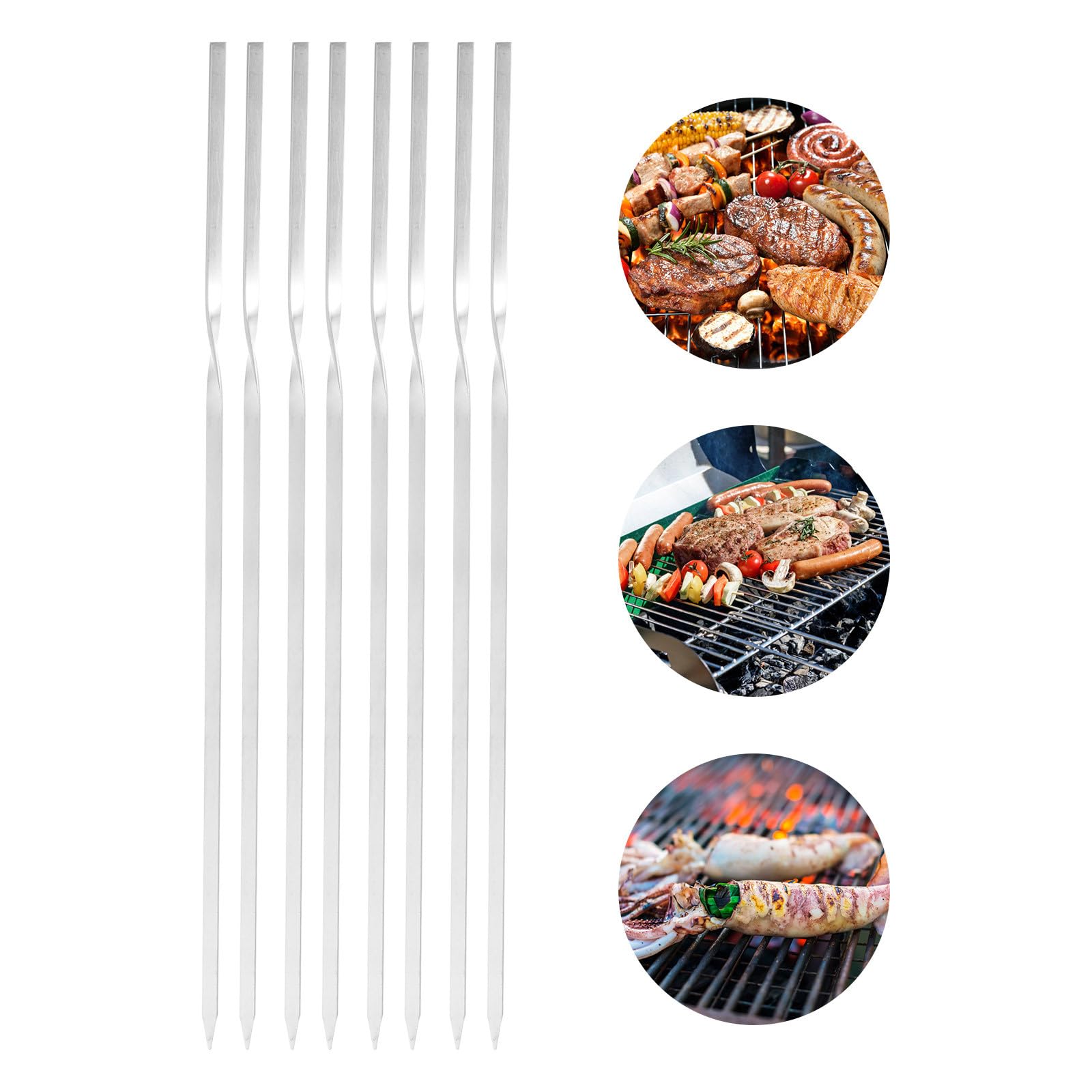 Spiedini Barbecue in Inossidabile Riutilizzabili Design Antiscivolo e Resistente al Accessori Grilling per Carne e Verdure