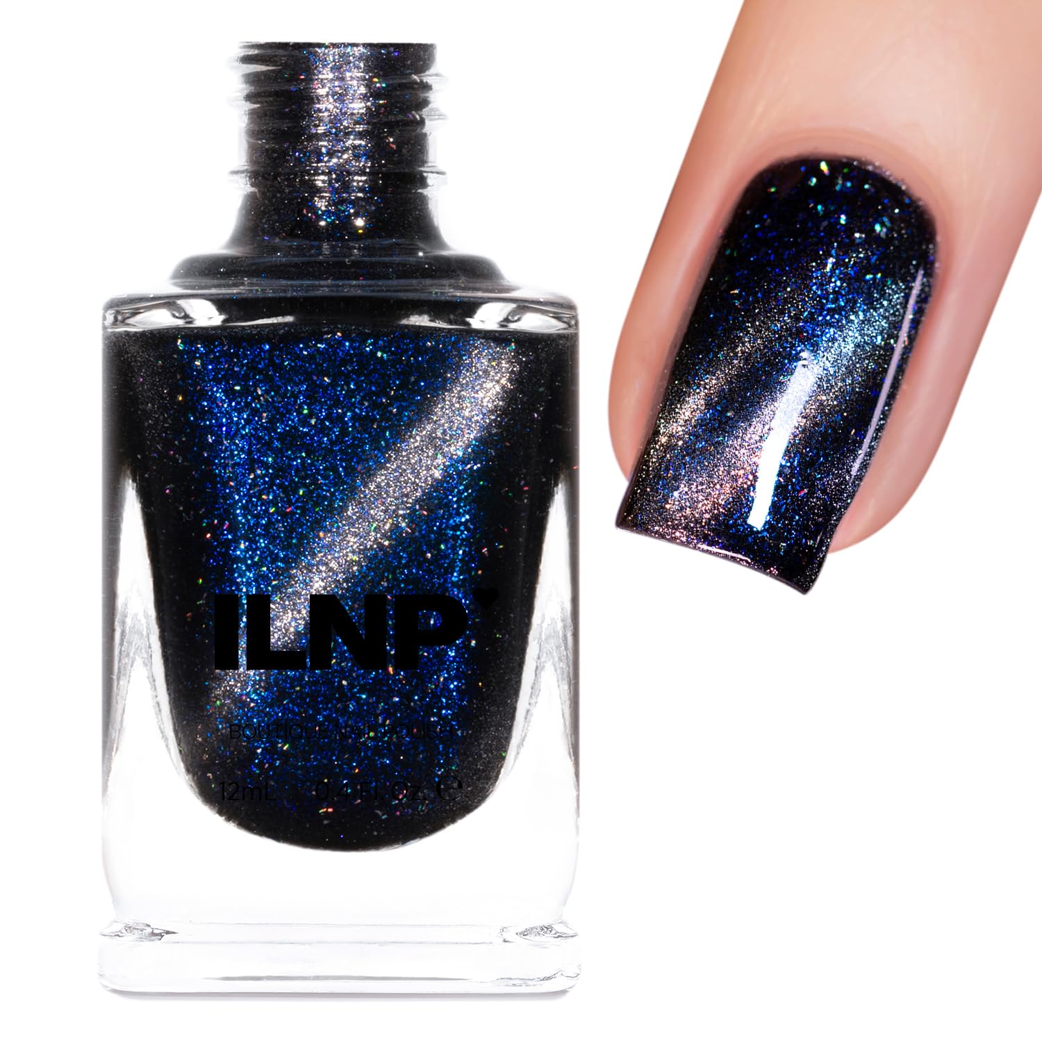 ILNP Darkest Hour - Black-Based Blue Magnetic Shimmer Nail Polish