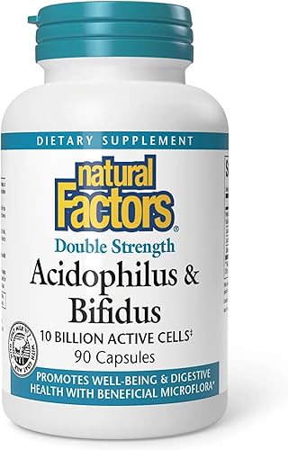 Natural Factors - Acidophilus & Bifidus, promueve el bienestar y la salud digestiva, 90 cápsulas
