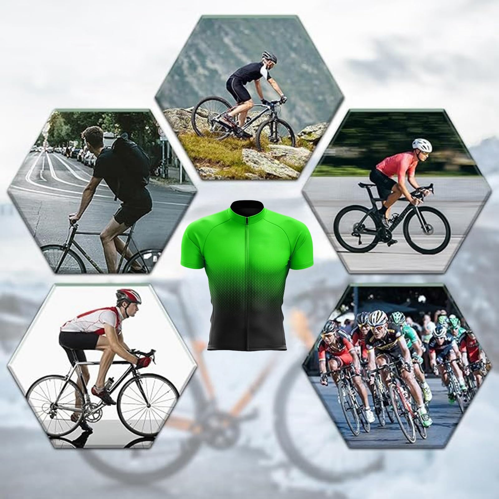Conjunto Ciclismo Hombre Manga, Mono de Ciclismo Profesional para Hombre pantalón Corto Acolchado de Gel 19D Tejido Transpirable y de Secado rápido