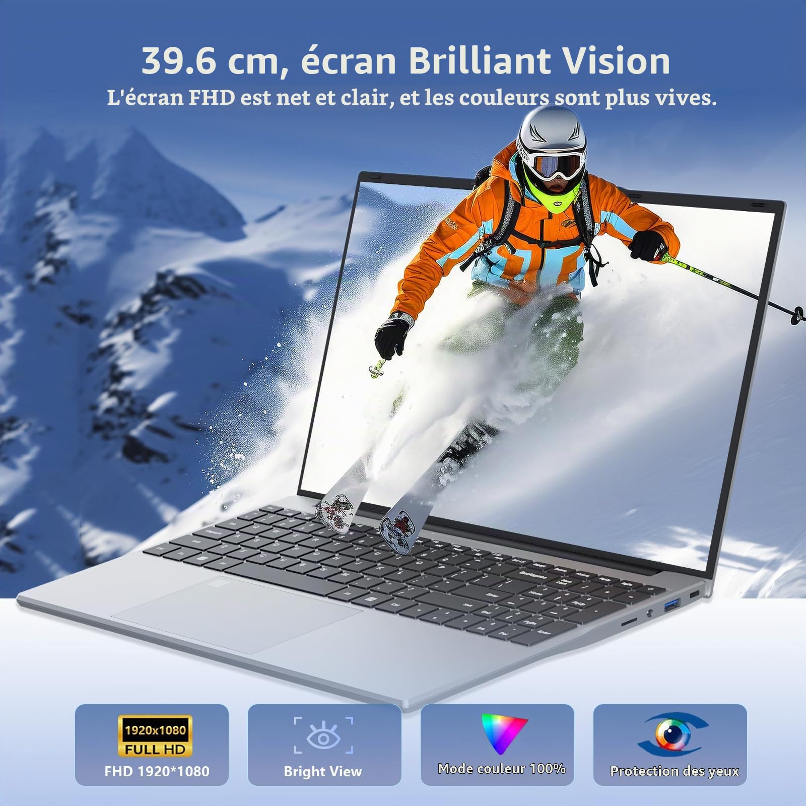 15,6 Pouces Ordinateur Portable Celeron N5095 Processeur, PC Portable Win 11 16 Go RAM DDR4 512 Go SSD, Laptop FHD IPS Déverrouillage Empreinte Digitale Clavier Rétroéclairé USB 3.0 HDMI Bluetooth