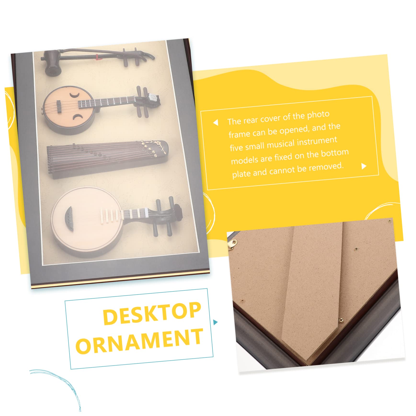 MAGICLULU Mini Riproduzione di Strumento Folk Decorativo 5 Pezzi Realistico | Set da Tavolo, Legno Plastico Pvc, Atmosfere Artistiche e Musicali, Hotel e Housewarming