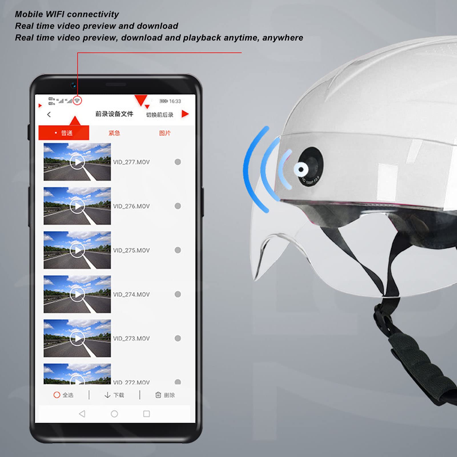 ASHATA Casque Vélo Intelligent – Caméra HD 1080P, WiFi, Feu Arrière, Musique HiFi, Télécommande