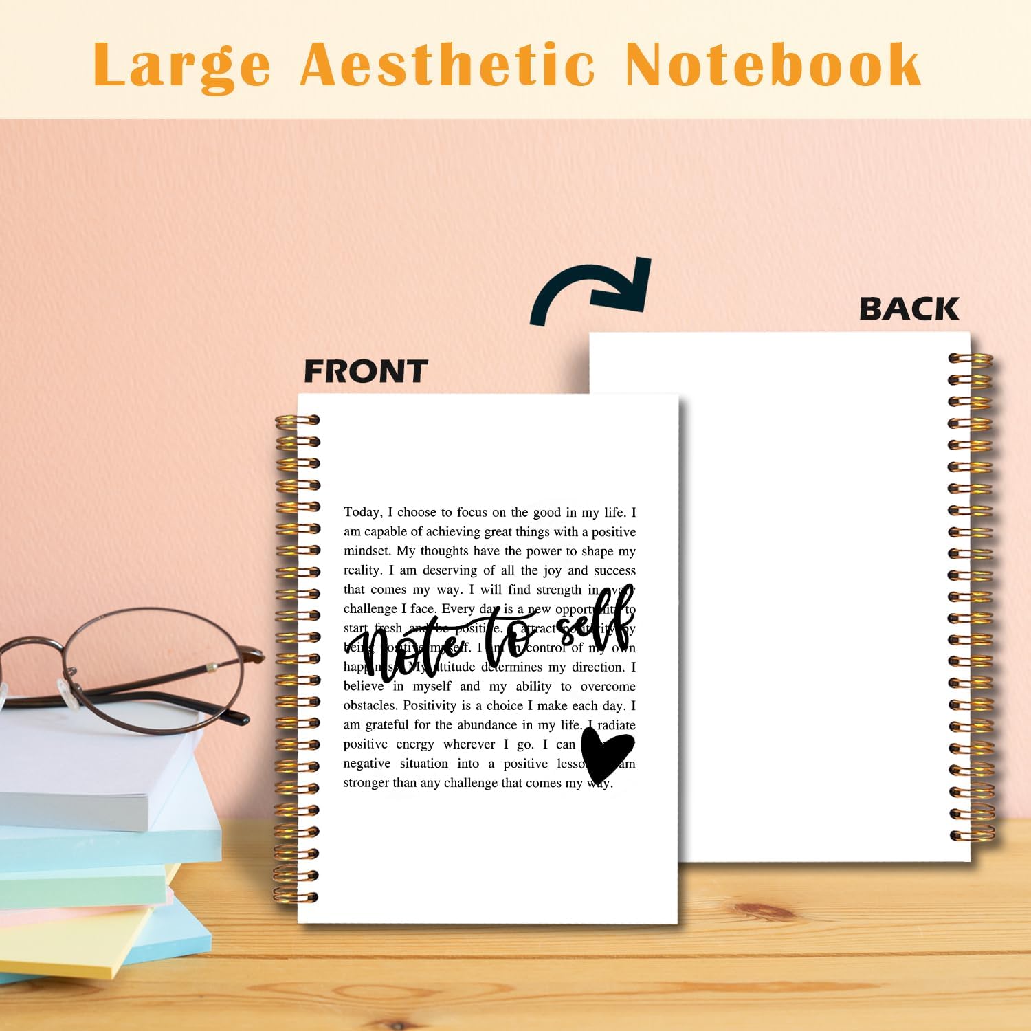 JINYO Note to Self Inspirational Notebook, Motivational Notebook, Inspirational Quote Journal, Motivational Positive Journals for Women, Positive Affirmations Spiral Notebooks 5.5x8.3 Inch - Image 5