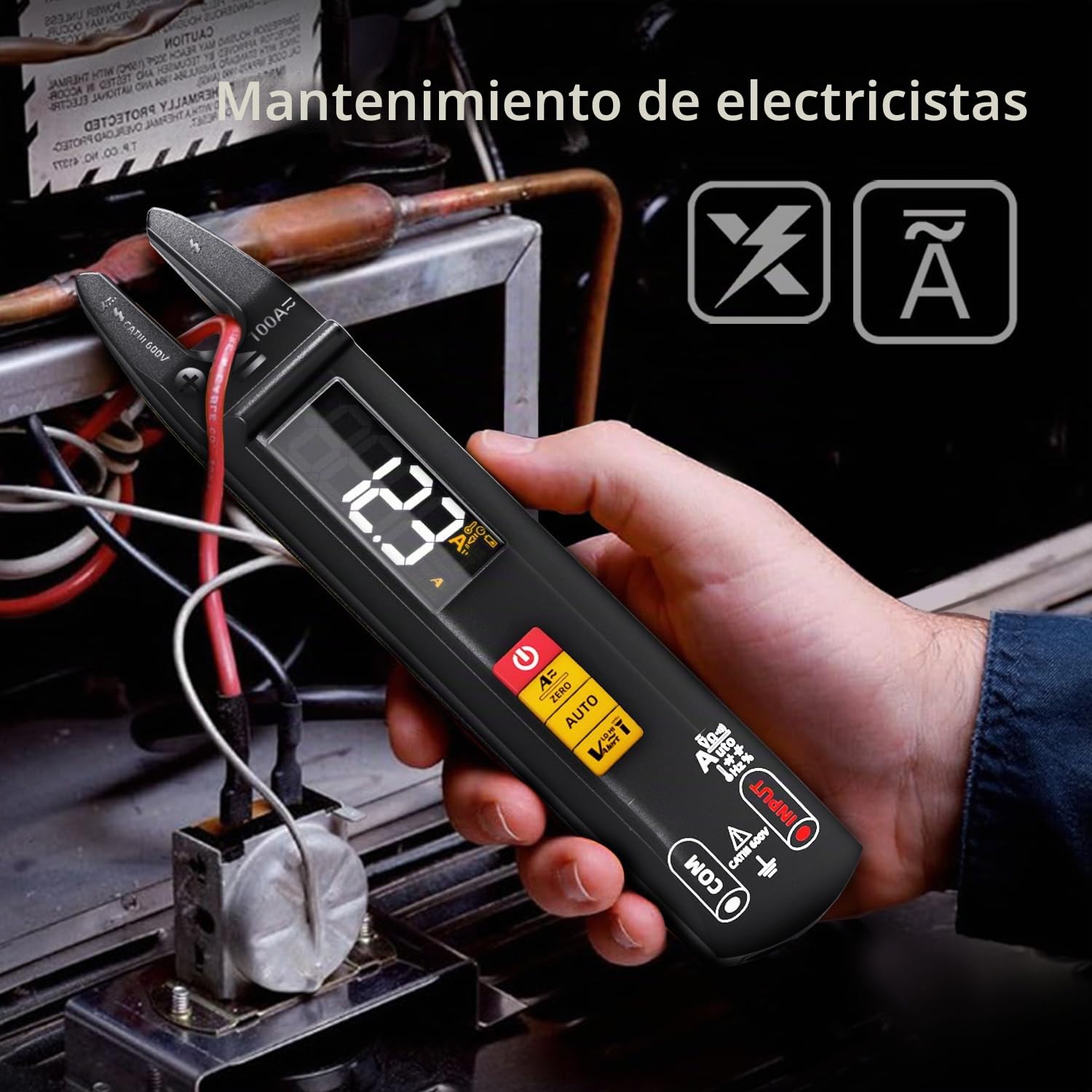 BSIDE U1 Multímetro Digital Inteligente Pinza Amperimétrica Abierta DC AC 6000 Cuentas, Mini y Recargable, Comprobador Automático de Voltaje Corriente Ohm Continuidad, Tester Capacidad Diodo NCV Hz