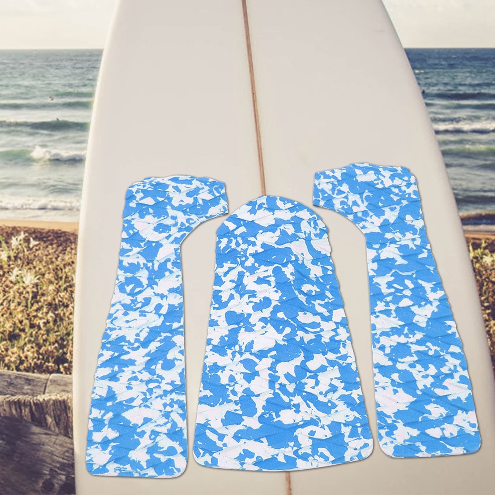 Gavigain 3PCS Surfboard Traction Pad, Professional Surf Traction Pad EVA Traction Pad Surfboard Traction Pads for Water Sports Surfing or Skimboarding