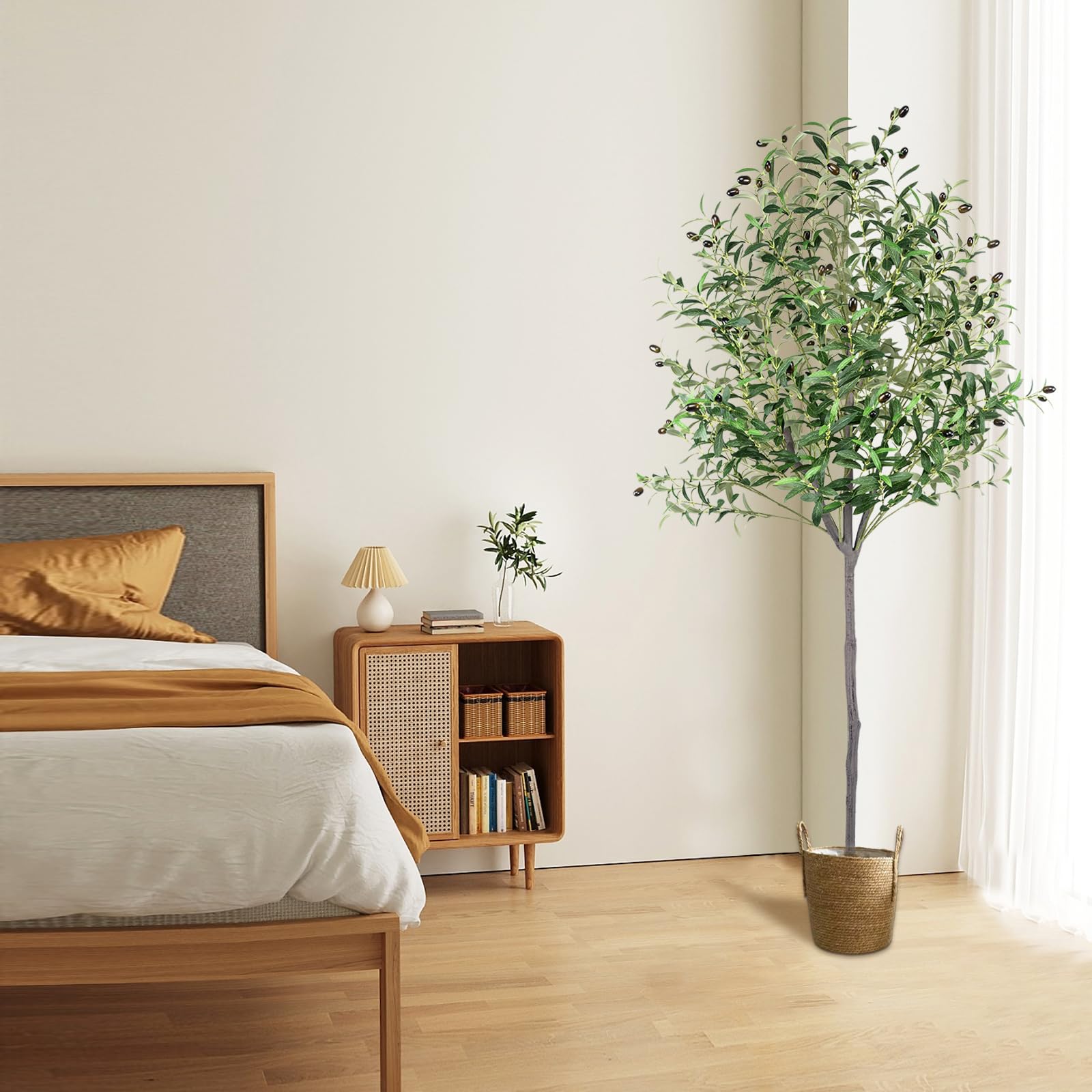 6ft Artificial Olive Tree – Realistic Silk Leaves, Adjustable Branches, Stable Base