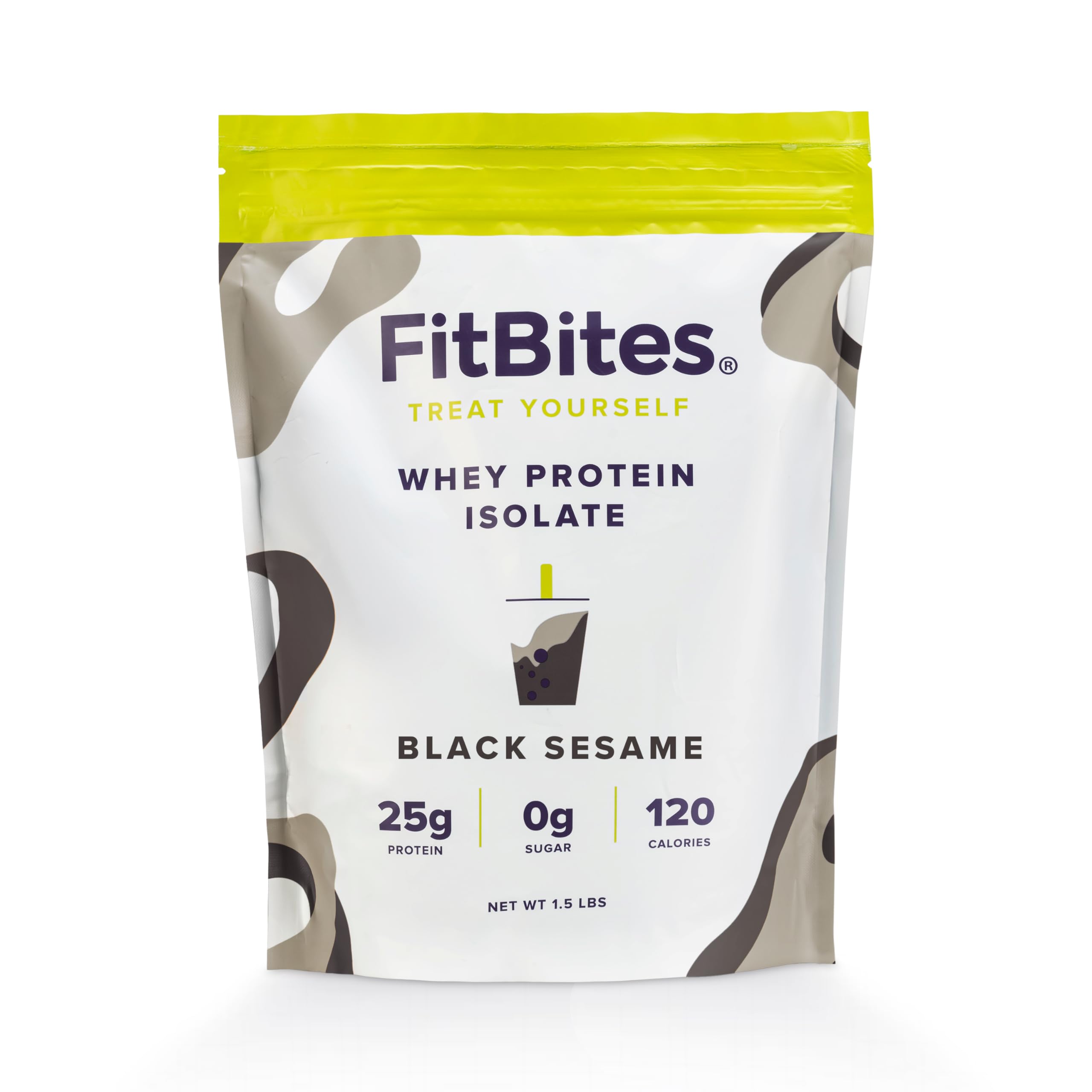 Boba Whey Protein Isolate (Black Sesame), 5.9g BCAAs, Gluten Free, Zero, Sugar, Bubble Tea Protein Powder