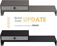 Vista 2 de Fenge - Soporte elevador para monitor de computadora con cajón para 2 o 3 monitores, soporte de escritorio ajustable en longitud y ángulo para Negro