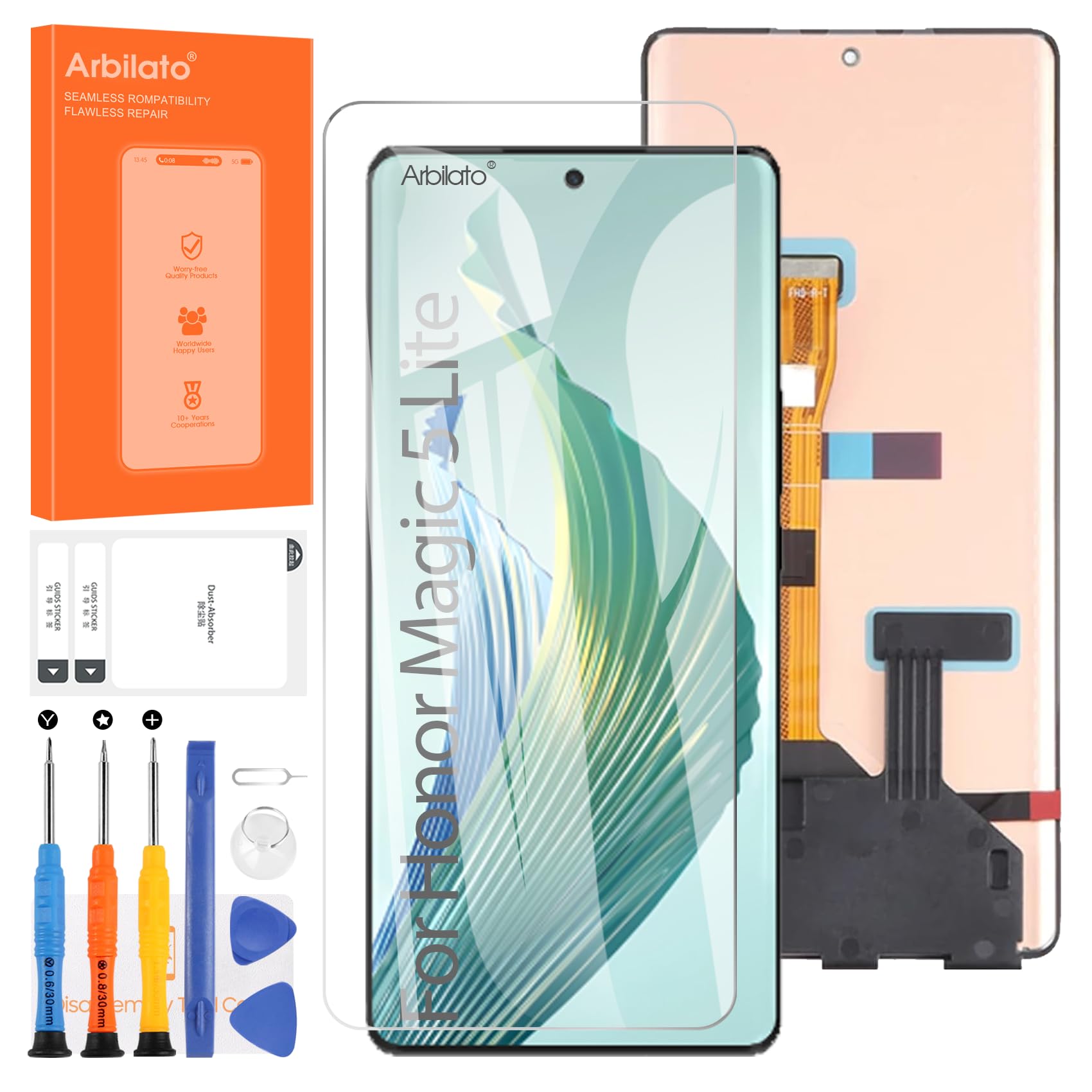 Screen for Honor Magic 5 Lite Screen Replacement for Magic 5 Lite LCD Screen RMO-NX3 Touch Display Digitizer Assembly Repair Parts(Black No Frame)